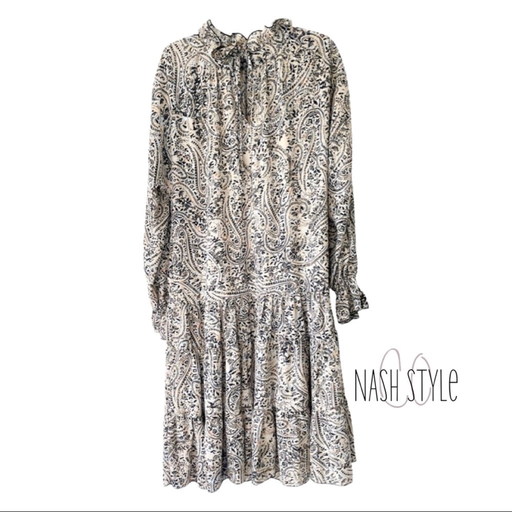 Anthropology O.P.T Paisley Ruffled Dress NWT